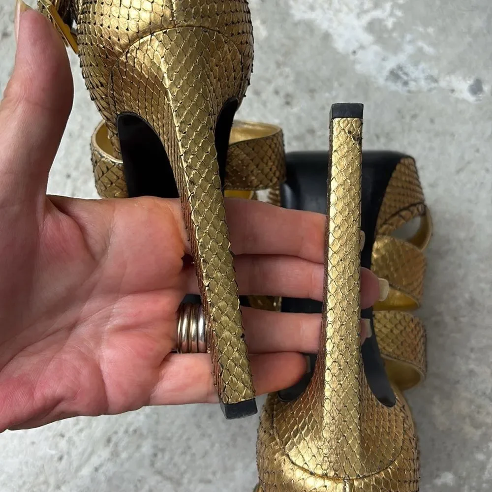 Saint Laurent python cosmo lame sandals
